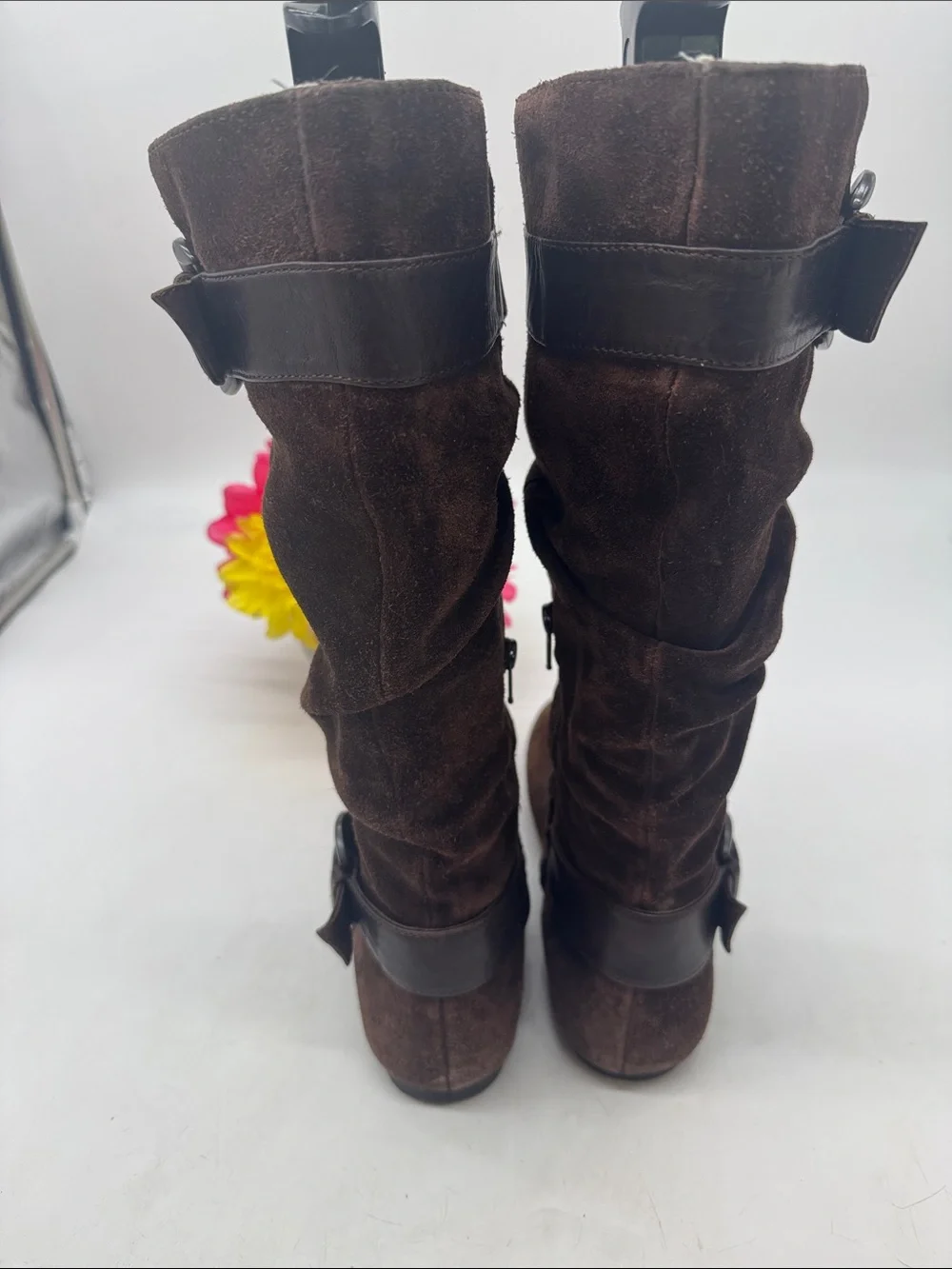 Born Women’s Brown Suede Mid-Calf Buckle Boots Size 8